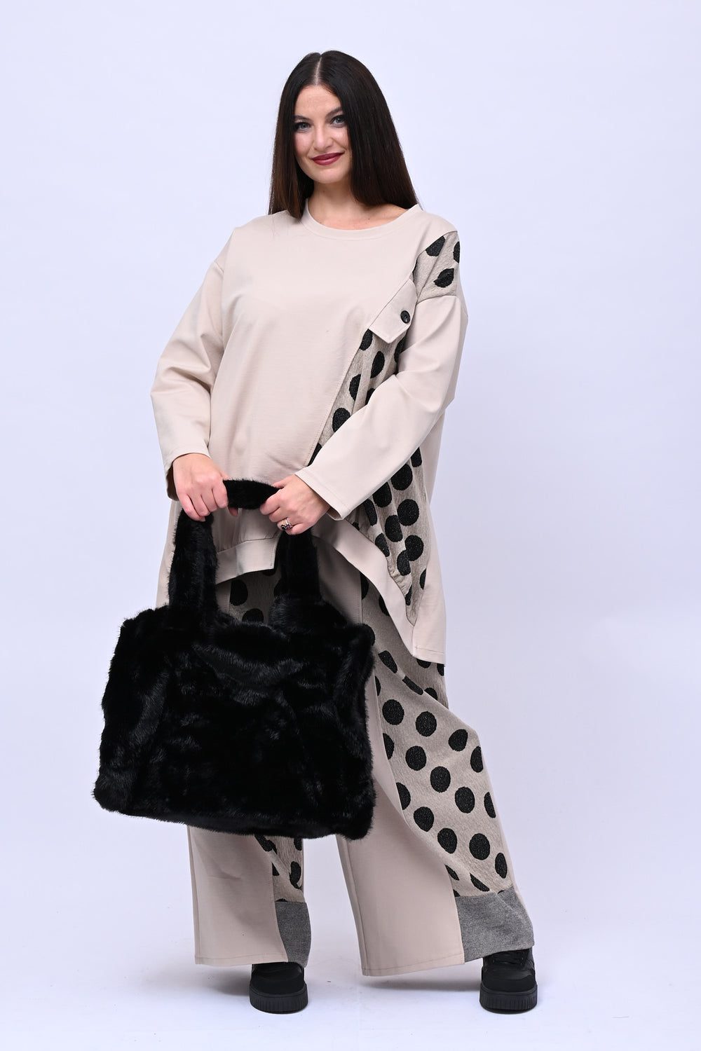Maxi bag ecopelliccia - Nero