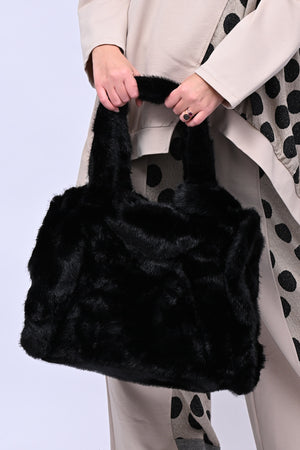 Maxi bag ecopelliccia - Nero