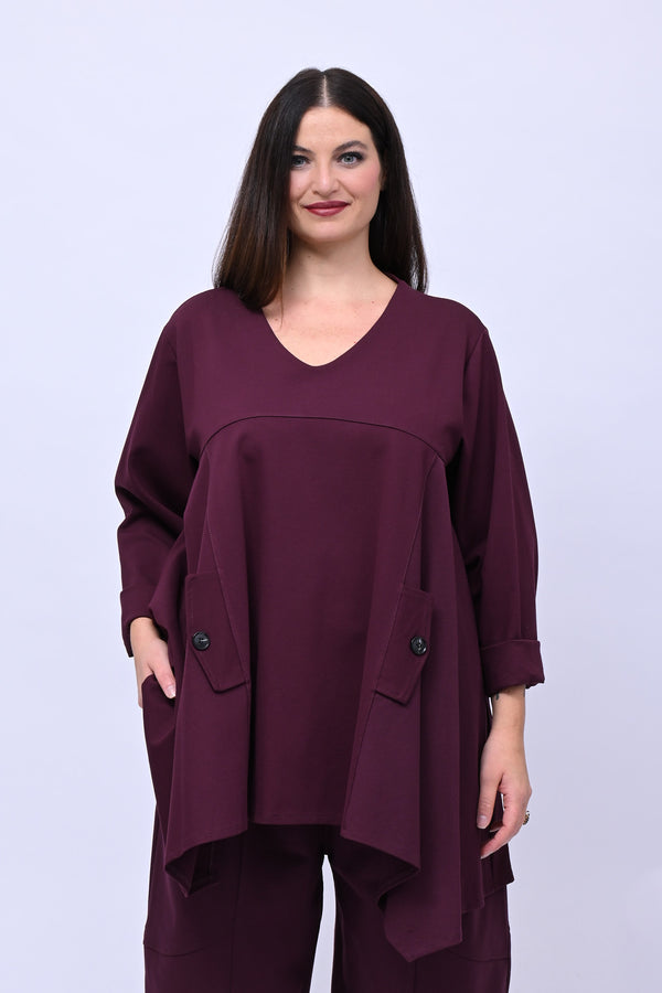 Completo maglia svasata - Vino