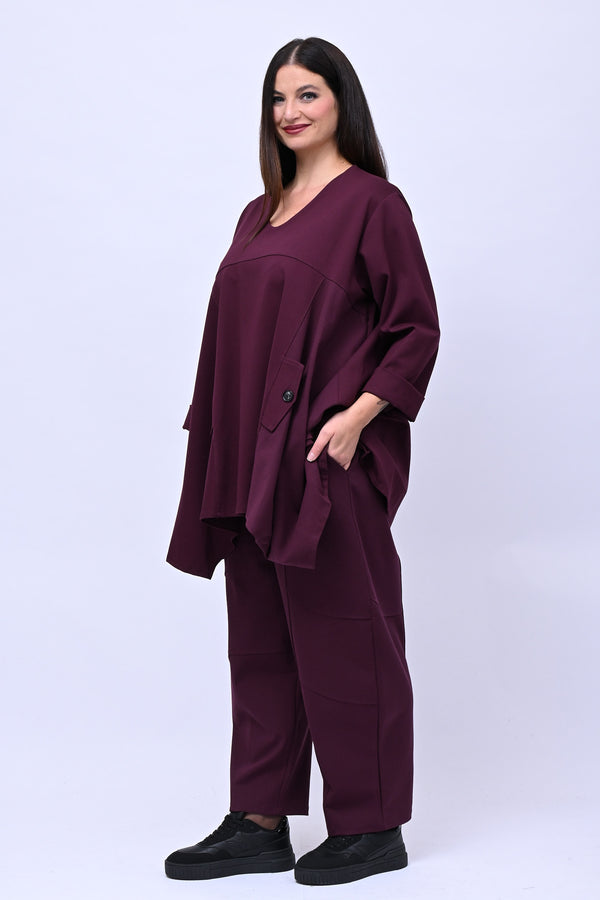 Completo maglia svasata - Vino