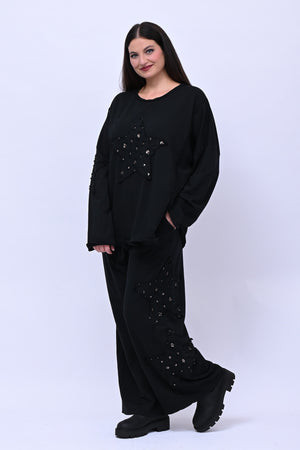 Completo stella strass - Nero