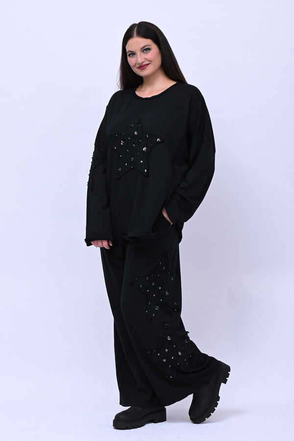 Completo stella strass - Nero