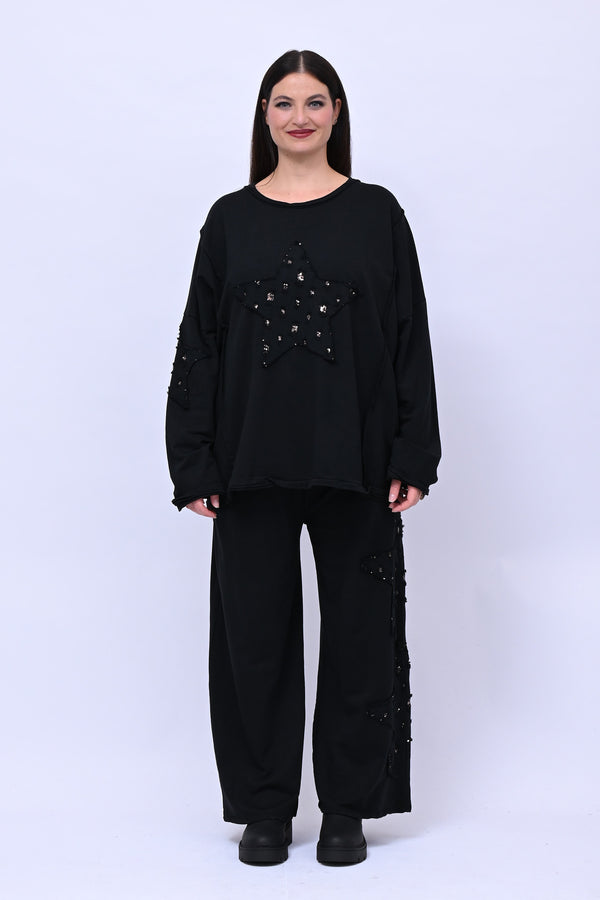 Completo stella strass - Nero