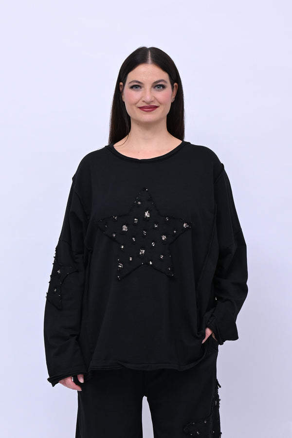 Completo stella strass - Nero