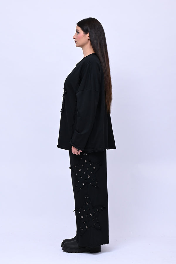 Completo stella strass - Nero