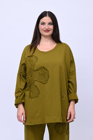 Completo felpa fiore - Oliva