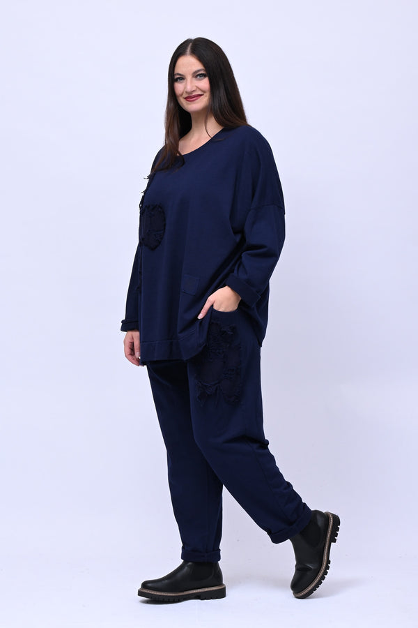 Completo felpa fiore - Blu