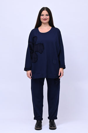 Completo felpa fiore - Blu