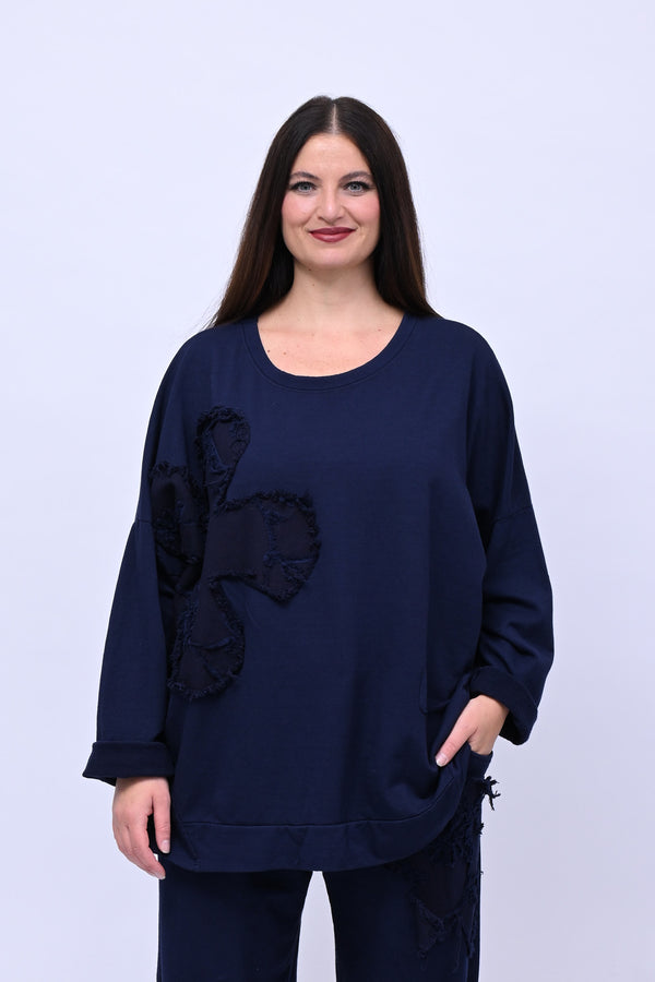 Completo felpa fiore - Blu