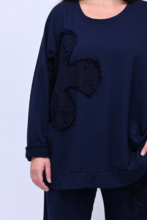 Completo felpa fiore - Blu