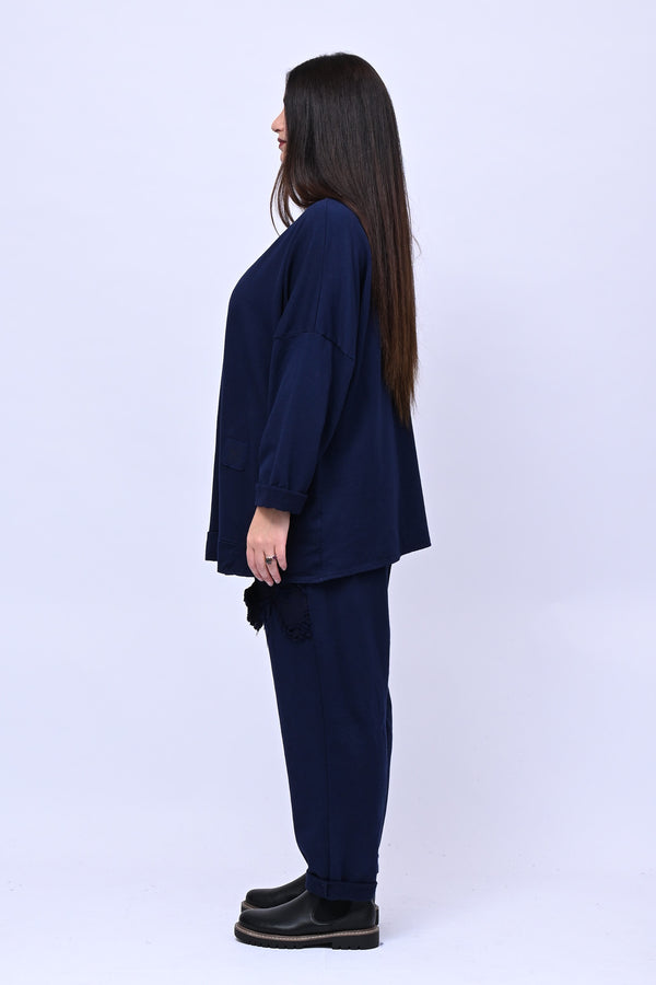 Completo felpa fiore - Blu