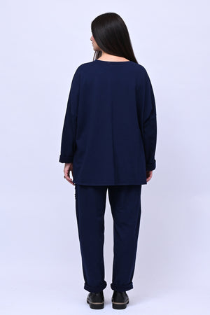 Completo felpa fiore - Blu
