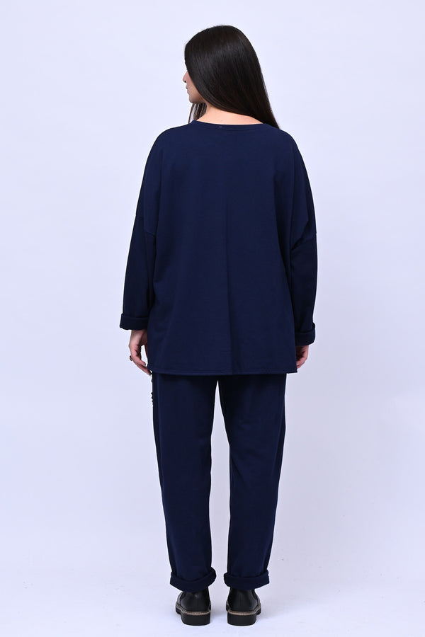 Completo felpa fiore - Blu