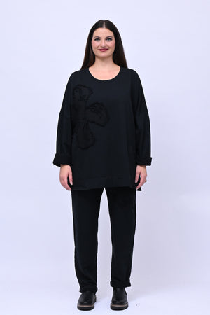 Completo felpa fiore - Nero