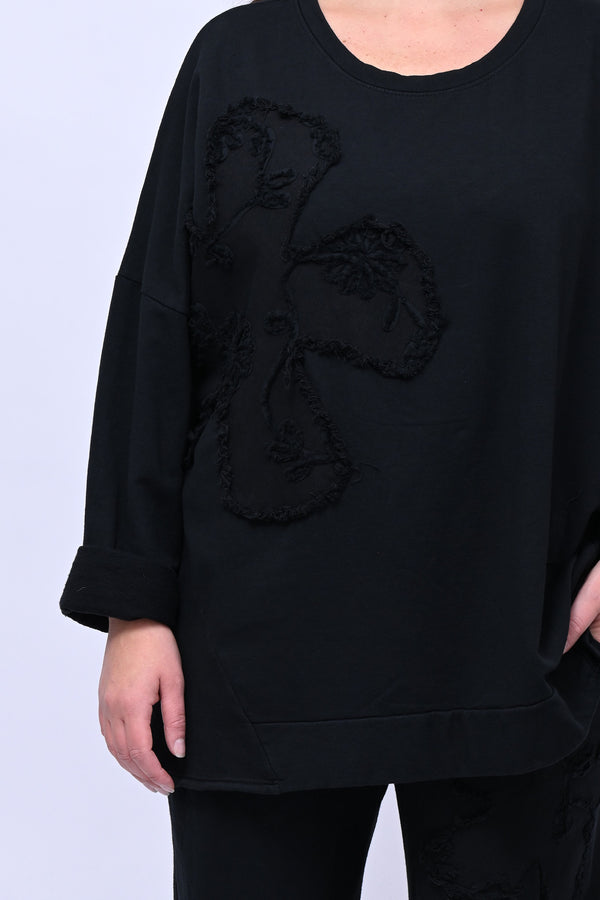 Completo felpa fiore - Nero