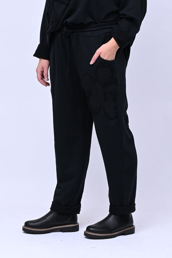 Completo felpa fiore - Nero