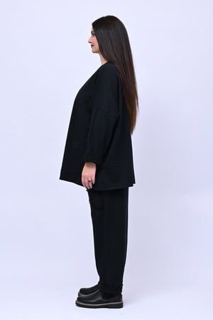 Completo felpa fiore - Nero