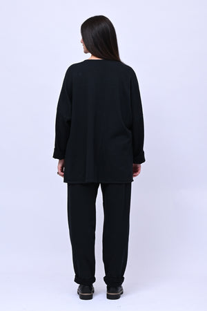 Completo felpa fiore - Nero