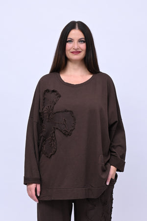 Completo felpa fiore - Moro