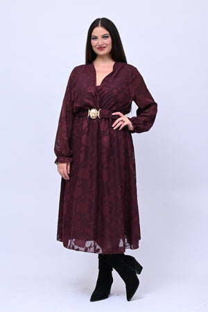 Abito incrocio damascato - Vino