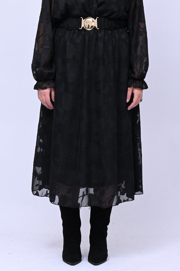 Abito incrocio damascato - Nero