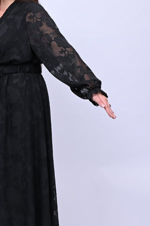 Abito incrocio damascato - Nero