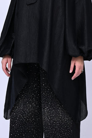 Maxi blusa spalle scoperte - Nero