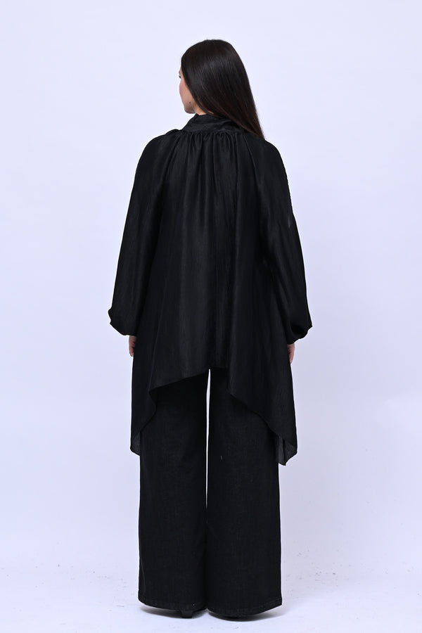 Maxi blusa spalle scoperte - Nero