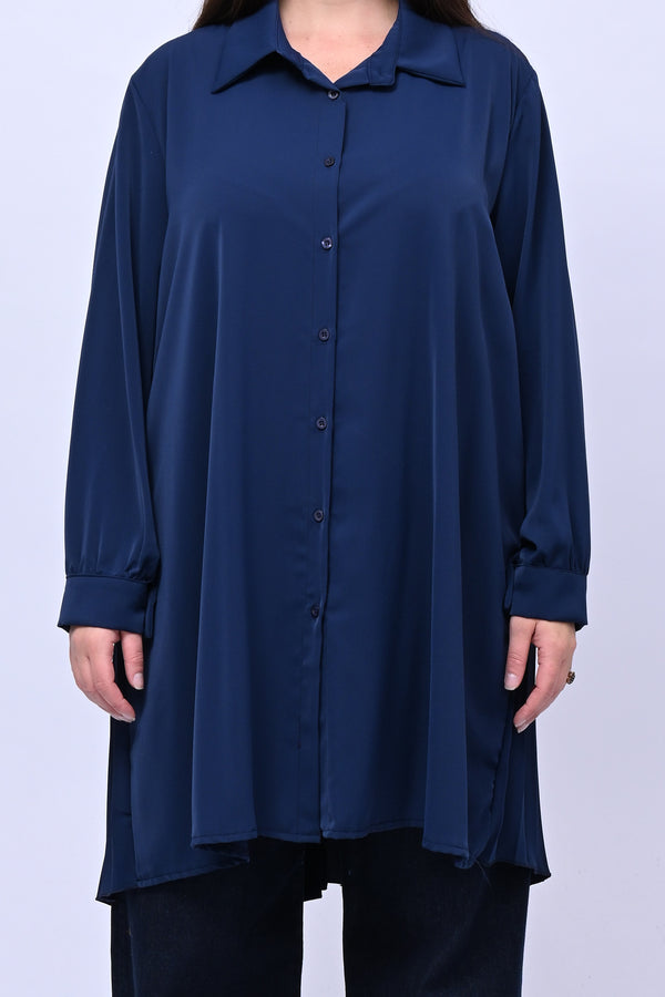 Maxi camicia plissè - Blu