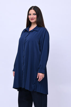 Maxi camicia plissè - Blu