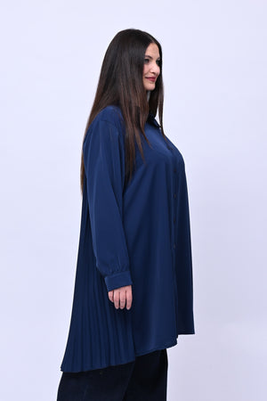 Maxi camicia plissè - Blu