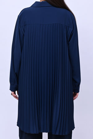 Maxi camicia plissè - Blu