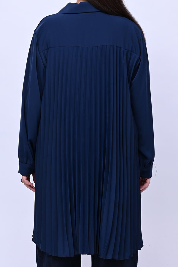 Maxi camicia plissè - Blu