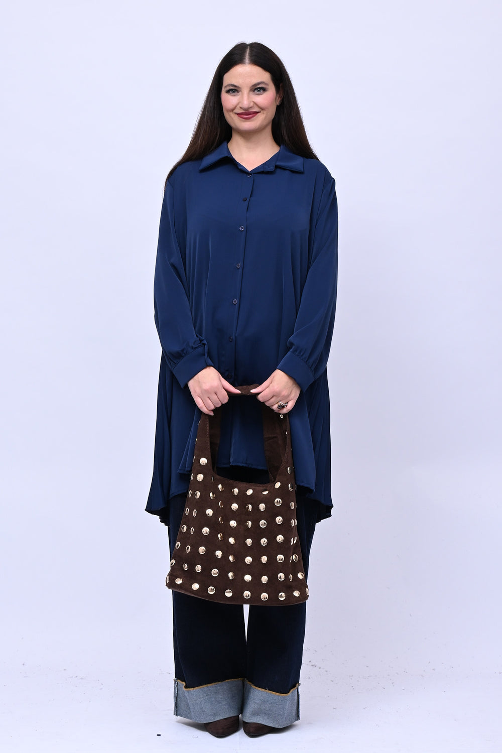 Bag suede bulloni - Moro