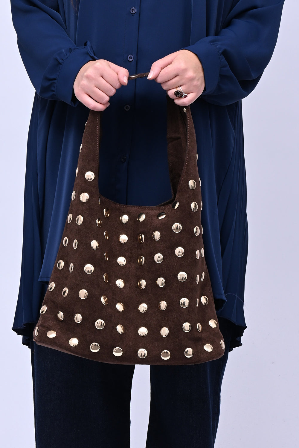 Bag suede bulloni - Moro
