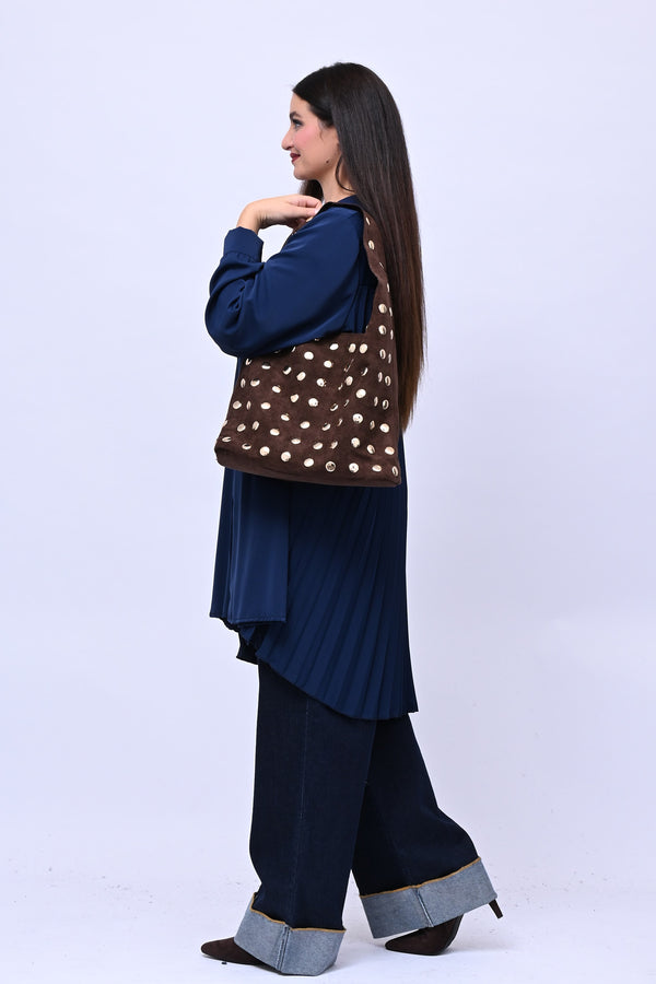Bag suede bulloni - Moro
