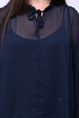 Blusa colletto fiocco - Inchiostro