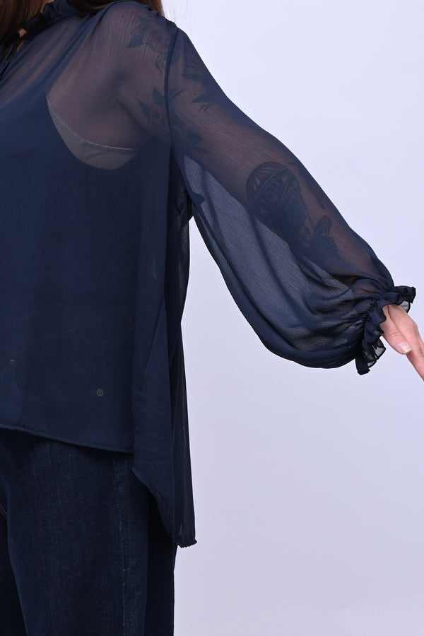 Blusa colletto fiocco - Inchiostro