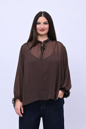 Blusa colletto fiocco - Moro