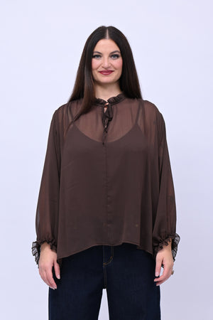 Blusa colletto fiocco - Moro