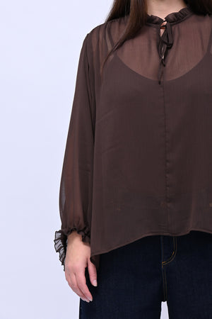 Blusa colletto fiocco - Moro