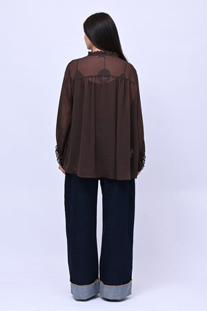 Blusa colletto fiocco - Moro