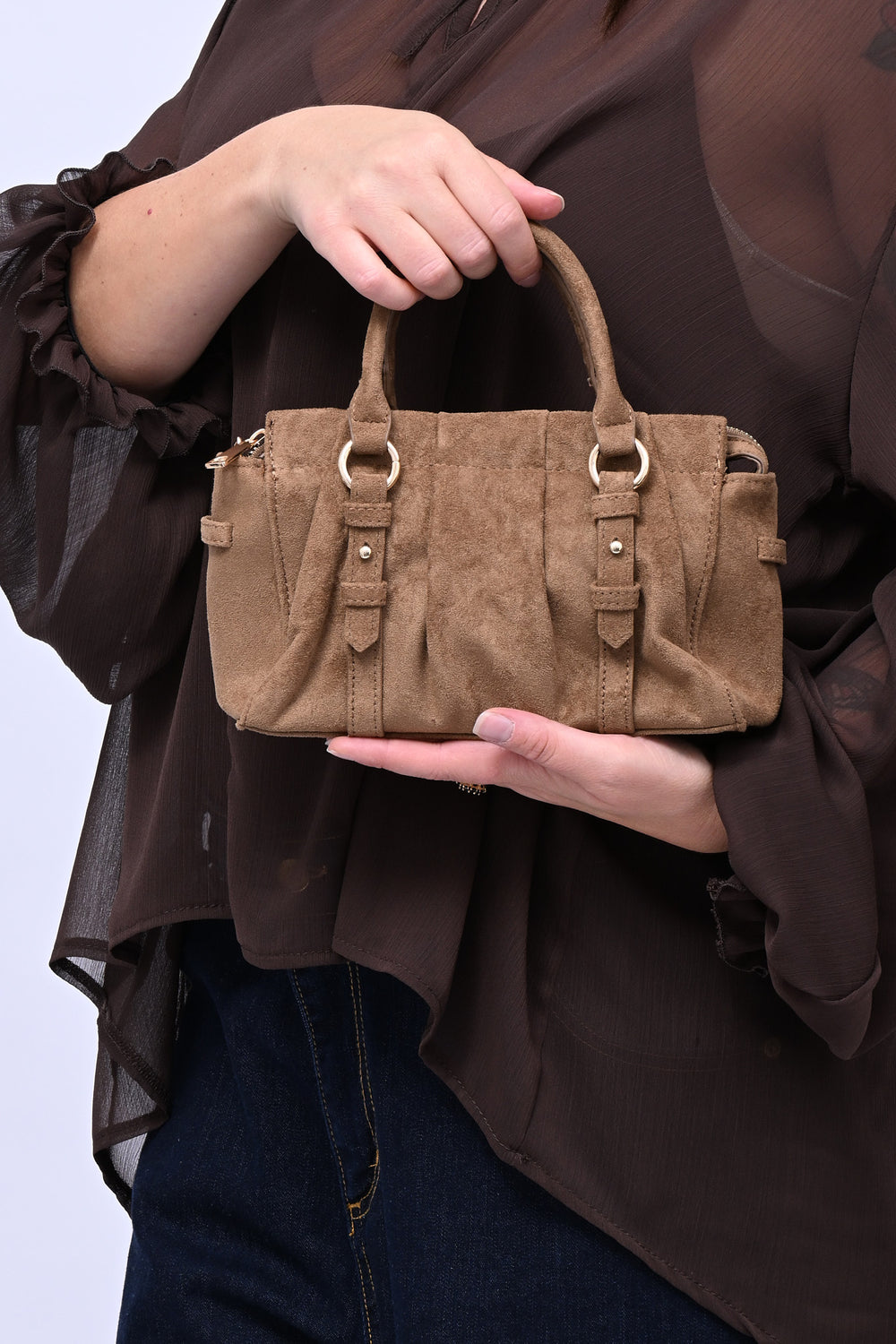 Borsa bowling suede - Cognac