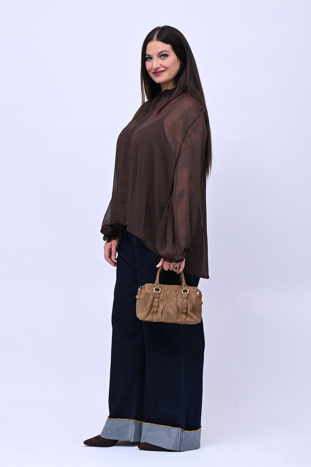 Borsa bowling suede - Cognac