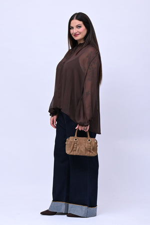 Borsa bowling suede - Cognac
