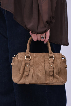 Borsa bowling suede - Cognac