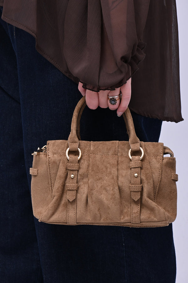 Borsa bowling suede - Cognac