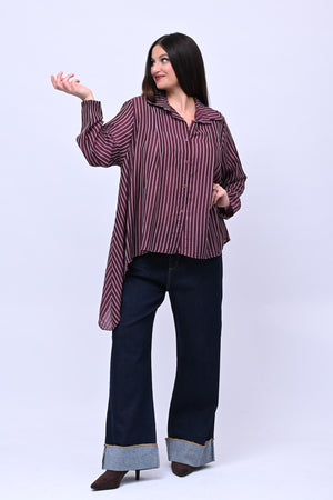 Camicia gessata punta - Vino