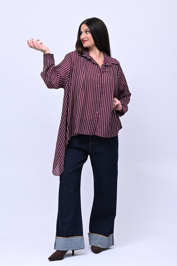 Camicia gessata punta - Vino