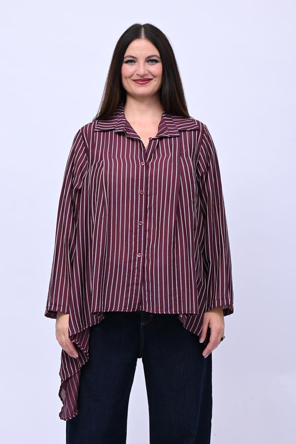 Camicia gessata punta - Vino